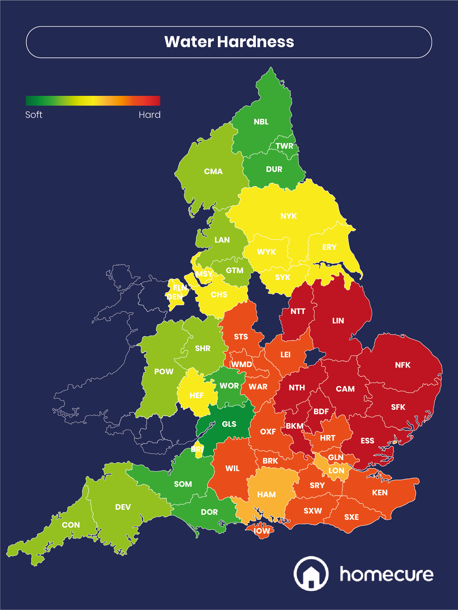 Counties with the Hardest and Softest Water in the UK - Homecure Plumbers