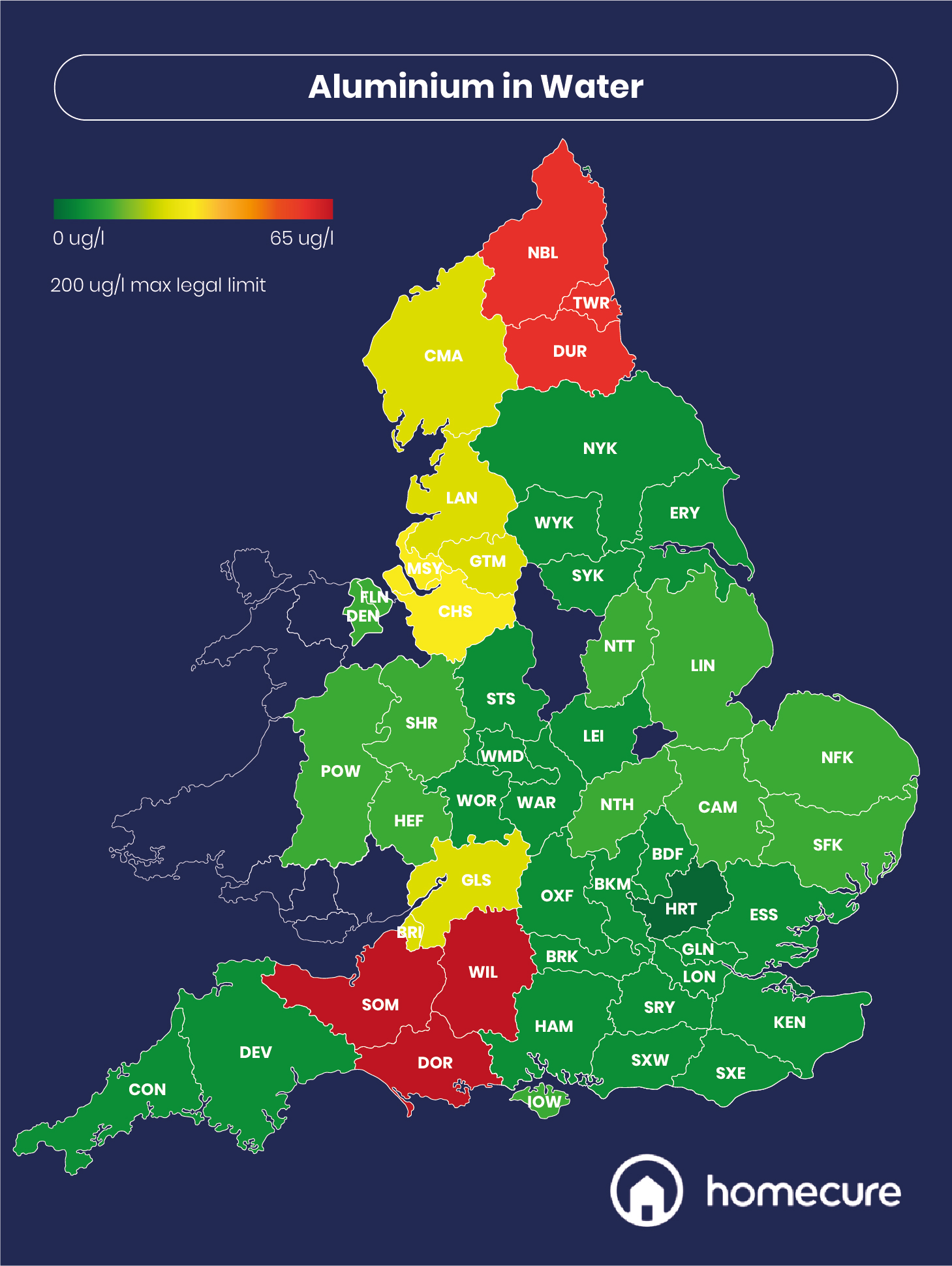 Counties with the Highest Levels of Aluminium in Their Water Quality Tests - Homecure Plumbers